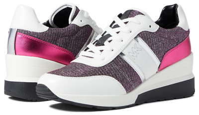 Michael Kors Women's Mabel Trainer Sneakers Merlot Pink Silver Multi 7 M NEW