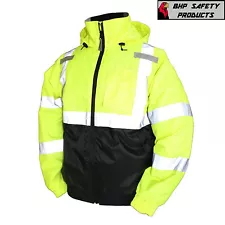 Hi-Vis Insulated Safety Bomber Reflective Jacket ROAD WORK HIGH VISIBILITY 