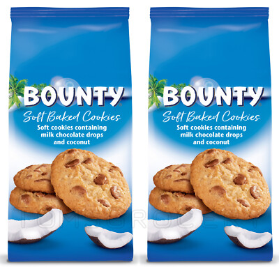 2 BOUNTY Soft Coconut Cookies Biscuits with Chocolate Drops 180g 6.4oz