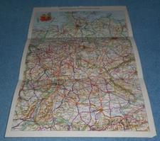 Vintage Highway Road Fold-Out Map of Germany Removed From Dresdner Bank Brochure