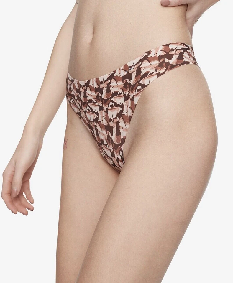 Calvin Klein Women's Invisibles Thong Panty Underwear, Left Behind Brown Multi - Image 3 of 4