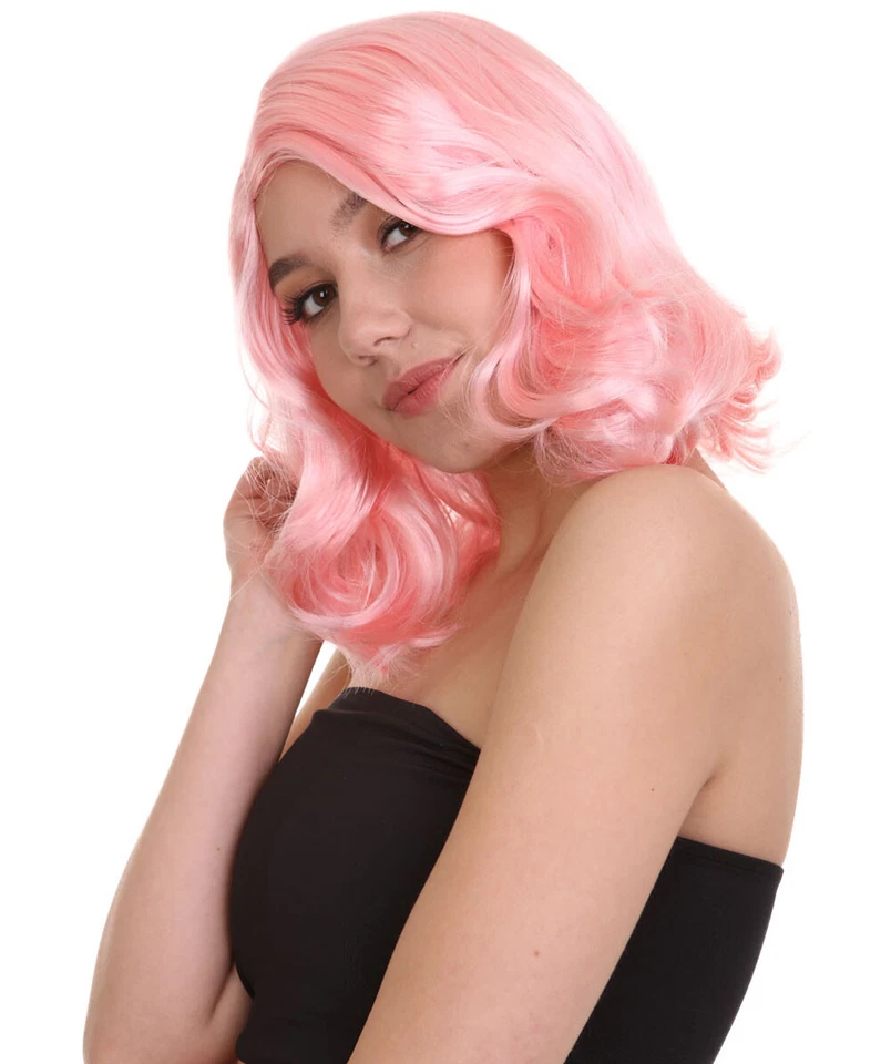 Women Curly Lady Party Ready Fancy Cosplay Light Pink Wig HW-767 (Adult) - Image 2 of 4
