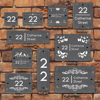 Rustikales Naturschiefer Haus Tor Schild Plakette Türnummer personalisiert Namensschild