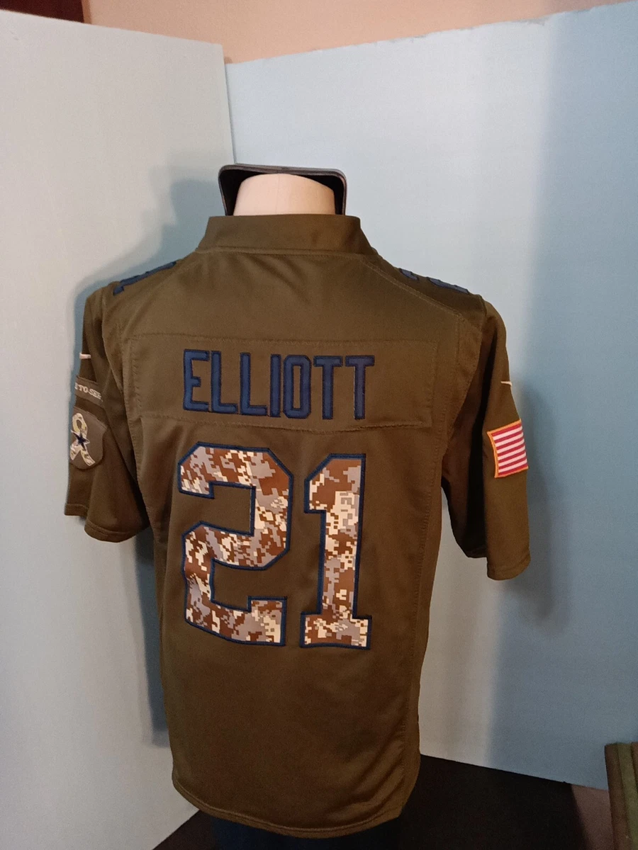 ZEKE ELLIOTT 21 D COWBOYS JERSEY SALUTE TO MILITARY MENS SZ M
