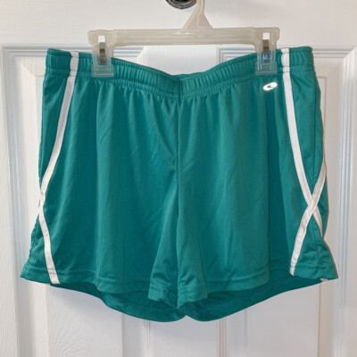 C9 by Champion Women's Green/White Running Shorts Medium Logo Unlined EUC 
