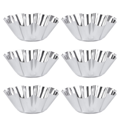 6PCS Egg Tart Mould Stainless Steel Tart Pans Tart Molds Baking Egg Tart Pan