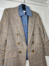 VERONICA BEARD Dickey Jacket Women sz 10 Camel Blue BEACON Steel Plaid NWT