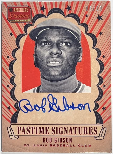 2013 Panini America's Pastime Pastime Signatures Red Bob Gibson Auto #BG /10