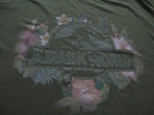Jurassic World Women Olive Green Flowers Pink Dinosaur T Shirt Size XL X Large