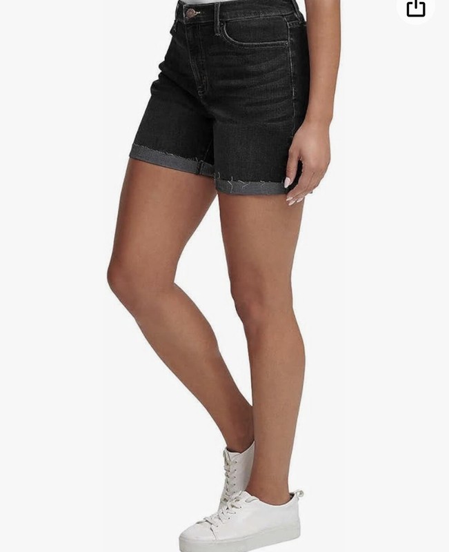 NWT Calvin Klein Jeans Ladies' Roll Cuff Denim Shorts, (Black Sand, 6)