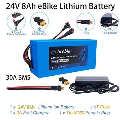 HELPDREA 24V Electric Bicycle Bike Scooter Battery li-ion ebike Battery & 30A BMS&Charger
