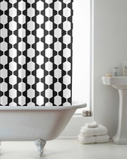 Shower Curtain Waterproof PEVA With 12 Hooks 180x180cm Retro Mono Black White