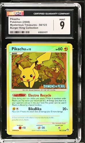 Pikachu graded CGC 9 for sale on eBay