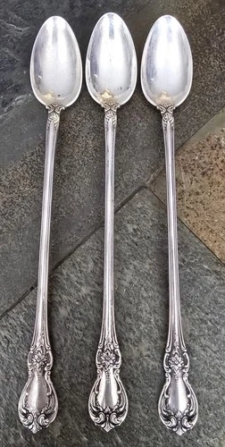 3-TOWLE STERLING SILVER OLD MASTER  ICED TEA/BEVERAGE SPOONS - 7 7/8"