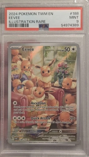 Pokémon Eevee Twilight Masquerade Holo Card 188/167 IR TCG PSA 9 Graded