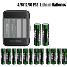 3600mWh 4/8/12/16x AA Lithium Rechargeable Batteries 1.5V Charging Storage Box