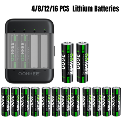 #ad 3600mWh 4 8 12 16x AA Lithium Rechargeable Batteries 1.5V Charging Storage Box $6.99