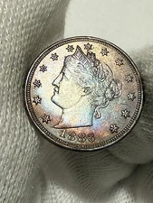 1883 Liberty/"V" Nickel NO "Cents"  Nice BRILLIANT UNCIRCULATED  5c Toned