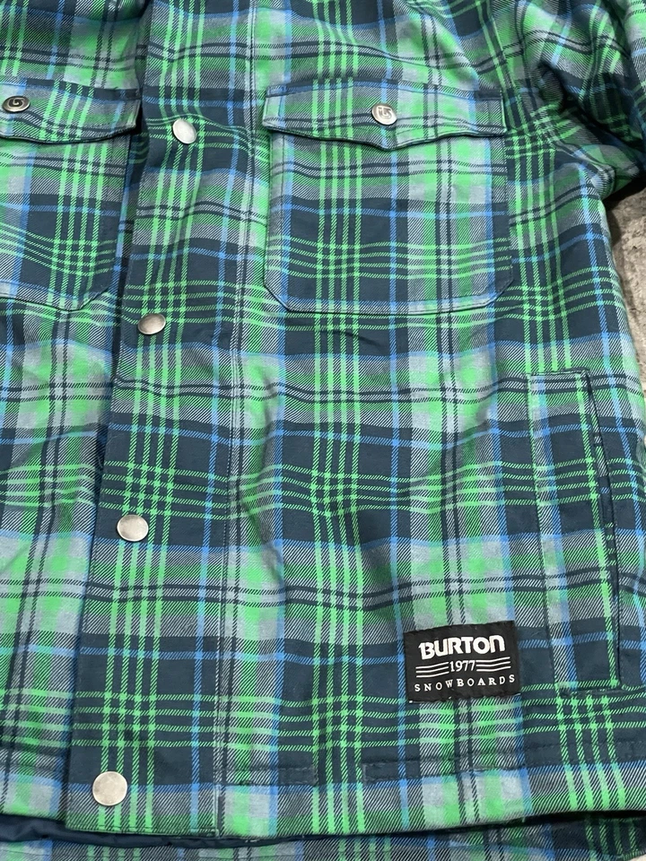 Burton Snowboarding Jacket Mens X-Small  Blue Plaid Dryride Water Resistant Coat - Image 2 of 4