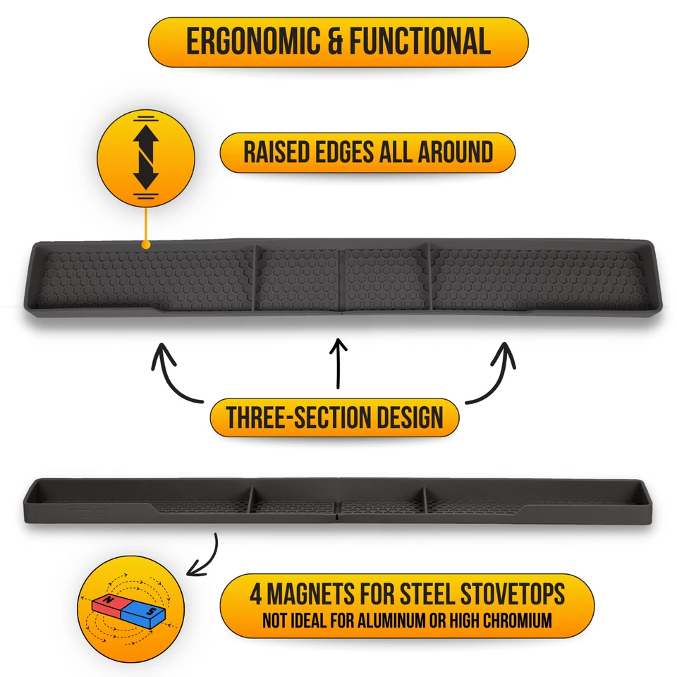 Estante Superior Magnético para Estufa TEO - Silicona 30" Sobre la Estufa Estante para Especias Foto 4 de 4