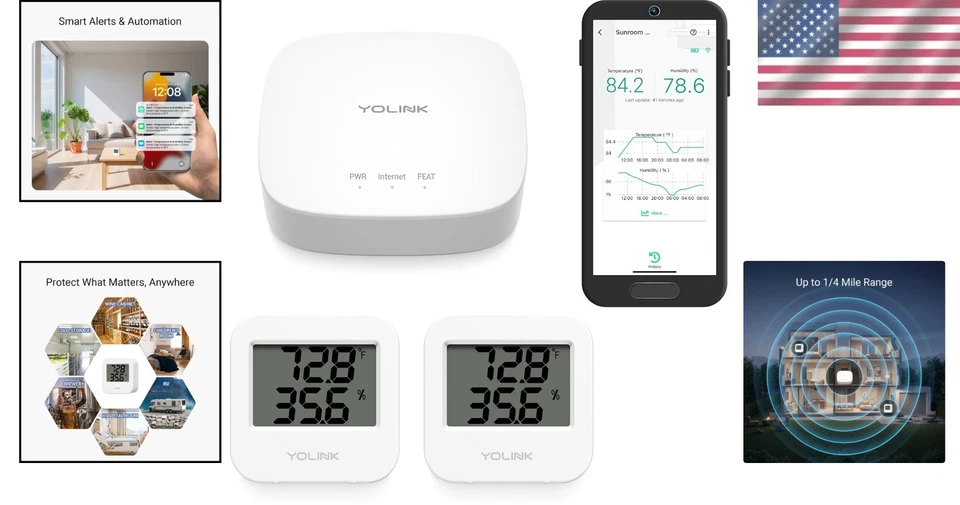 LoRa Temp Humidity Sensor, Alexa IFTTT Alerts - 2 Pack + Hub - Image 2 of 4