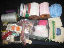 sewing crafting lot Sewing Needles, Ribbon, Lace, Thread, Flowers🧵🪡🧵🪡🧵🪡
