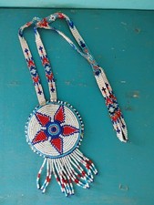Vintage Handmade Detailed Native American Seed Bead Necklace