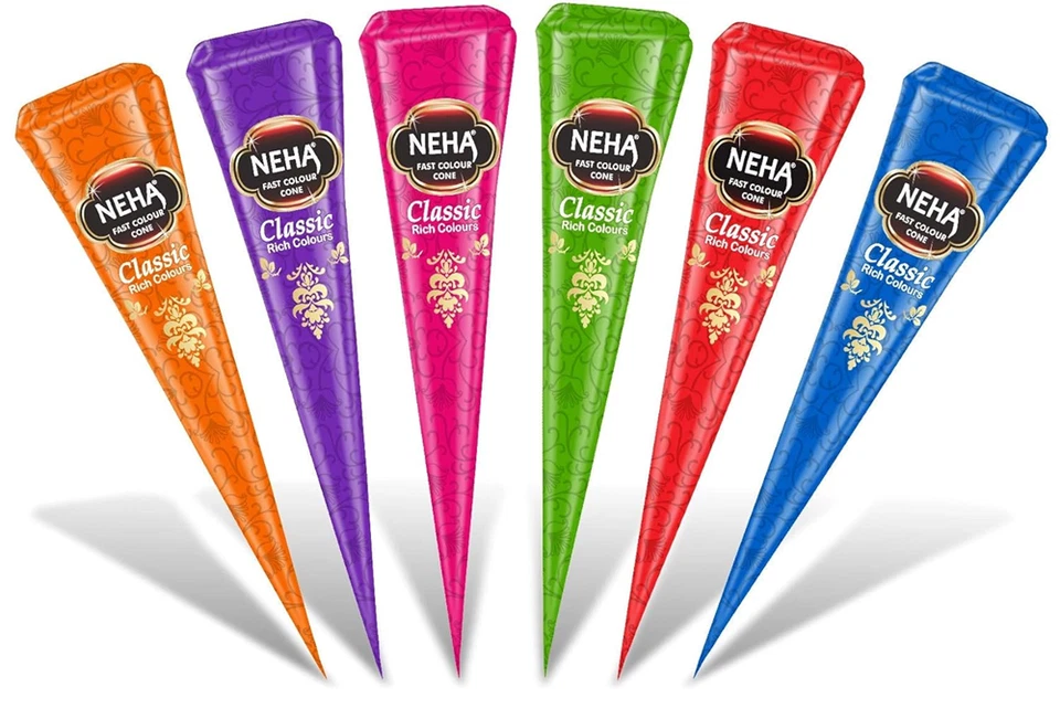 Cono de color clásico Neha (paquete de 12) - 25G en cada cono - multicolor Foto 2 de 4
