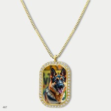 New Cute German Shepherd Dog Breed Fashion Pendant Necklace Chain Graphic Dog Ta