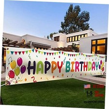 Large Colorful Happy Birthday Yard Banner Sign 118x19.7 inch with Brass
