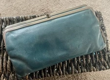 Hobo International Lauren Wallet Clutch Double Frame Light Blue Leather