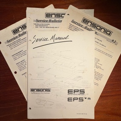VINTAGE ENSONIQ EPS/EPS-M PERFORMANCE SAMPLER SERVICE MANUAL W/BULLETIN INFO