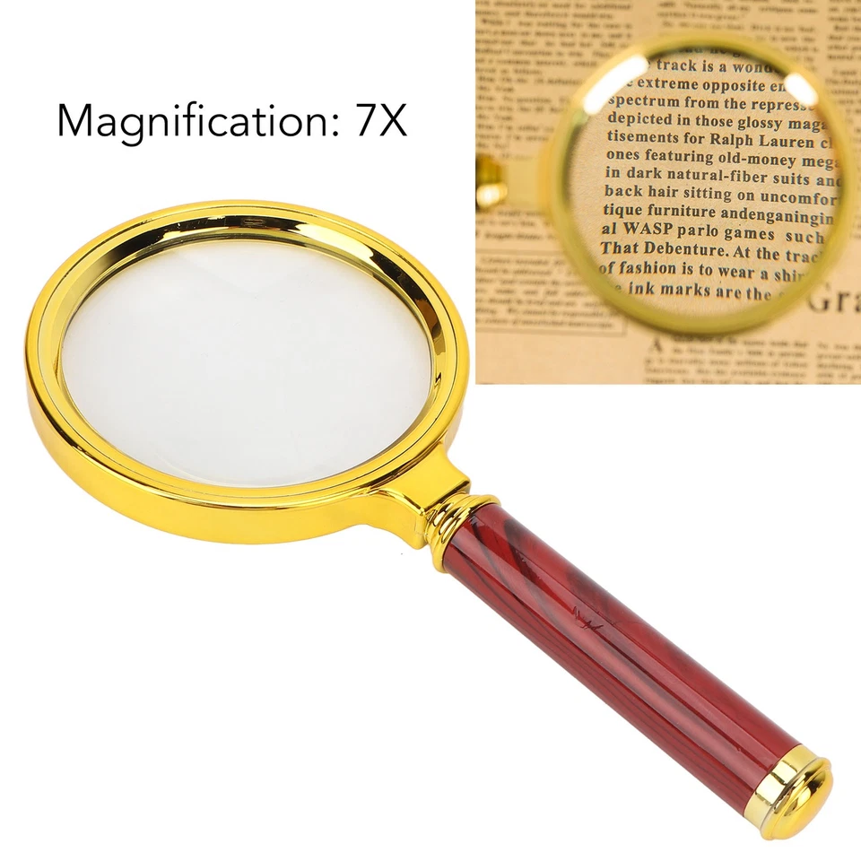 7X Handheld Magnifying Glass Lightweight Portable Comfortable Grip Electroplated - Image 2 of 4