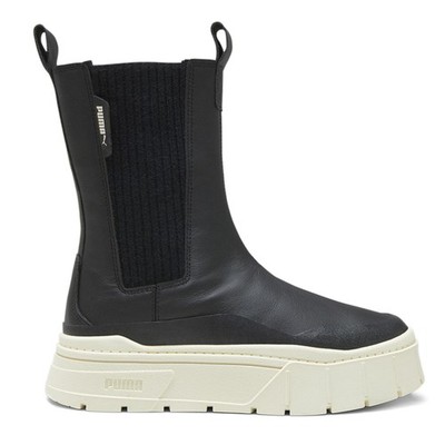 PUMA Mayze Stack Round Toe Platform Chelsea Pull On  Womens Black Casual Boots 3