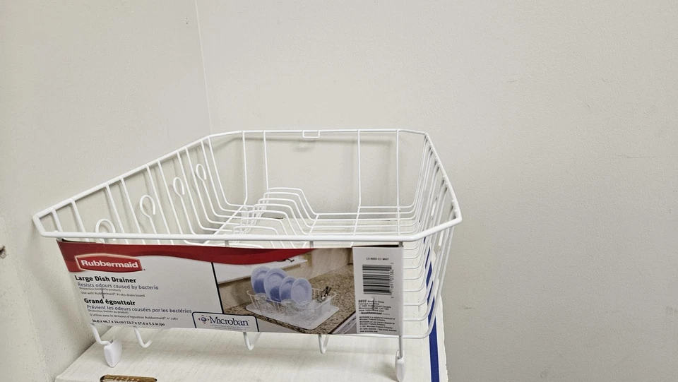 Escurridor de platos Rubbermaid 6032-ar-wht, alambre blanco, grande, estante seco Foto 2 de 2