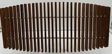 MCM Danish Teak Wood Slotted Trivet Fish Bone Curved Rectangle VTG 19x9in Rare