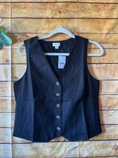 J. Crew Button-front linen-blend vest In Blac...
