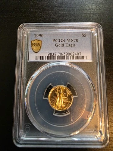 1990-P $5 Gold Eagle - 1/10 oz Rare Good Date  Perfect PCGS MS70