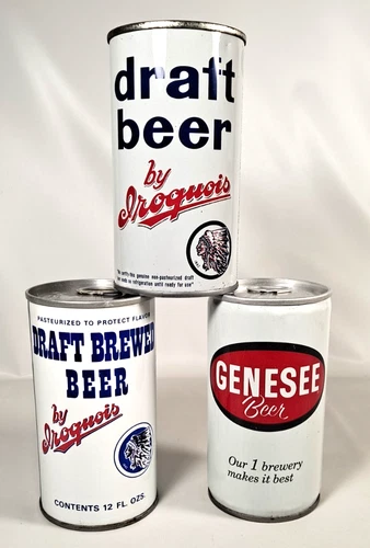 Vintage Iroquois and Genesee Beer Cans X 3.