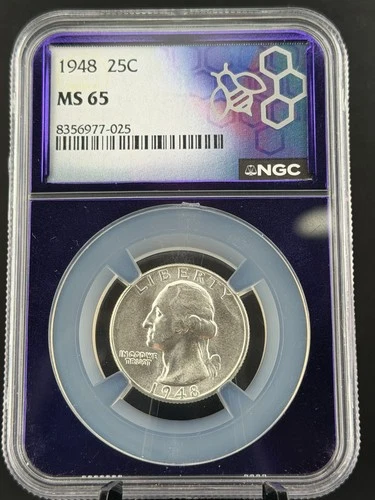 1948 Washington Silver Quarter NGC MS-65 (Trader B Holder)