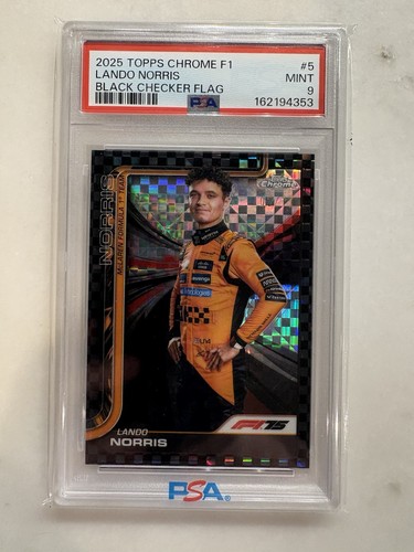 LANDO NORRIS 2025 Topps Chrome Formula 1 F1 Black Checker Flag PSA 9 #2/10