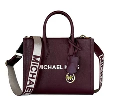 MICHAEL KORS MIRELLA SMALL SHOPPER TOTE CROSSBODY LEATHER BAG OXBLOOD