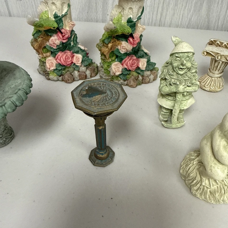 LOTE 10 Casa de Bonecas Miniatura Jardim de Fadas Banco Pedestal Gnomo Sapo Well Fonte - Imagem 4 de 4