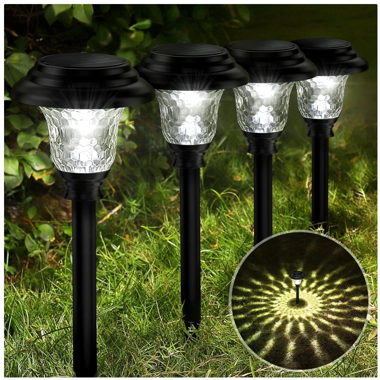 High Efficiency Solar Lights Outdoor - 8 Pack Cool White LED