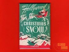 Hollywood Christmas Snow vintage box art 2x3" fridge/locker magnet 50s
