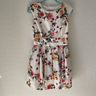 EMERALD SUNDAE Womens Size L Floral Back Keyhole Sheath Skater Prom Dress  Tulle | eBay