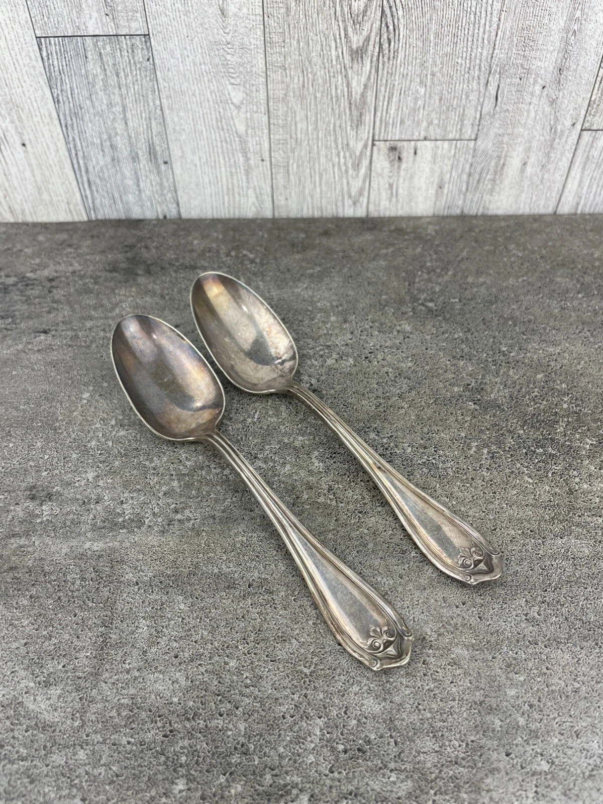 VTG WM A Rodgers 1910 Abington Pattern Serving Spoons Silver Plate Set of 2