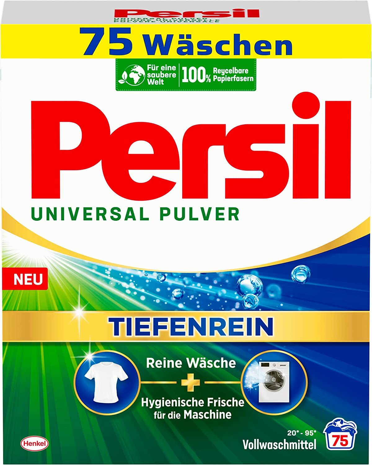 Persil Universal Pulver Tiefenrein Vollwaschmittel Hygienische Frische, 1X 75 Wl