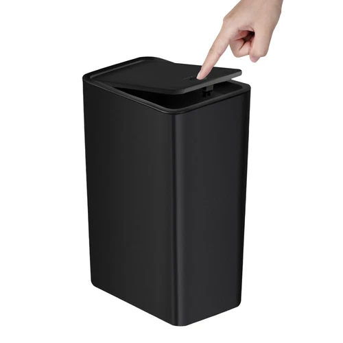 Bathroom Trash Can with Lid, 10 Liter/ 2.6 Gallon Slim Garbage Can, Small Trash 