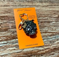 Betsey Johnson Gold Black Gunmetal Butterfly Crystal Skull Key Fob Bag Charm